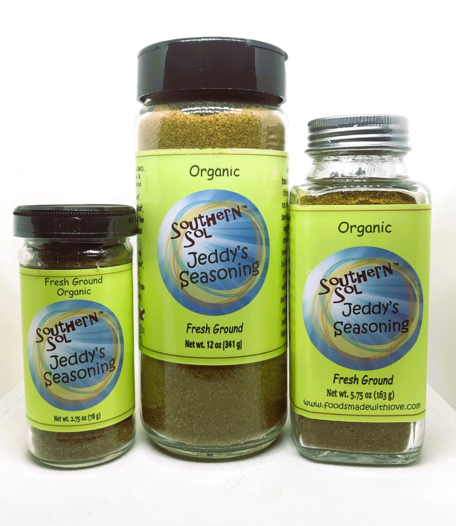 Fresh Ground Organic All Purpose Seasoning Three size glass bottles