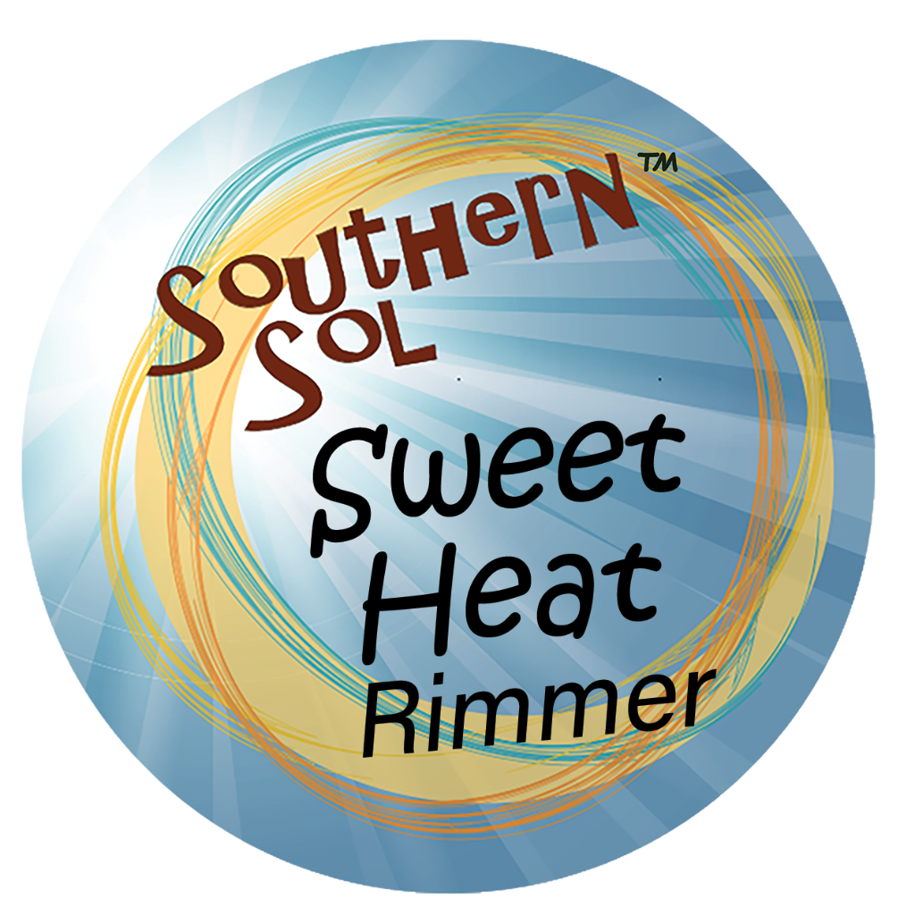 Circular logo for Southern Sol Sweet Heat Rimmer with blue and yellow design